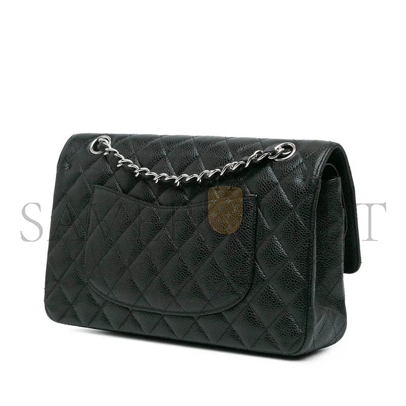 Ch**el medium classic flap black caviar silver hardware (25.5*16*7.5cm)